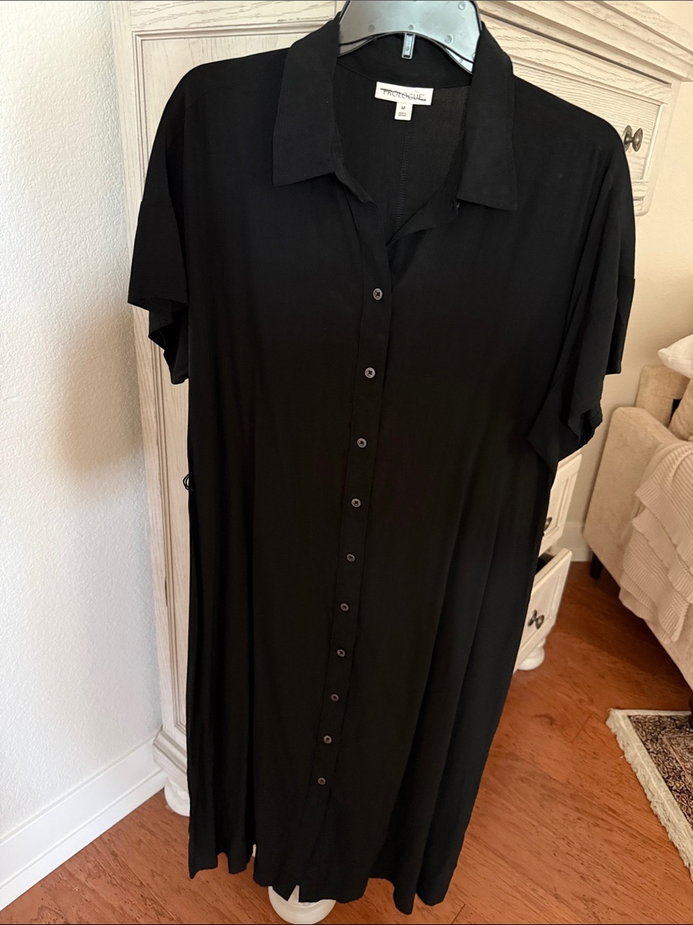 Prologue Black Collared Button-Front Shirt Dress